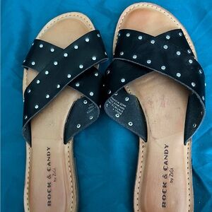 Black Cross Strap Sandals
